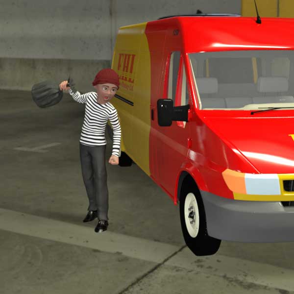 Thief robbing delivery van